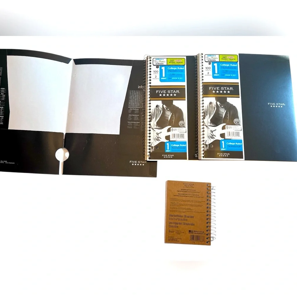 Back to School Supplies Yellow/Black Notebooks, Assignment Book & Pocket Folder